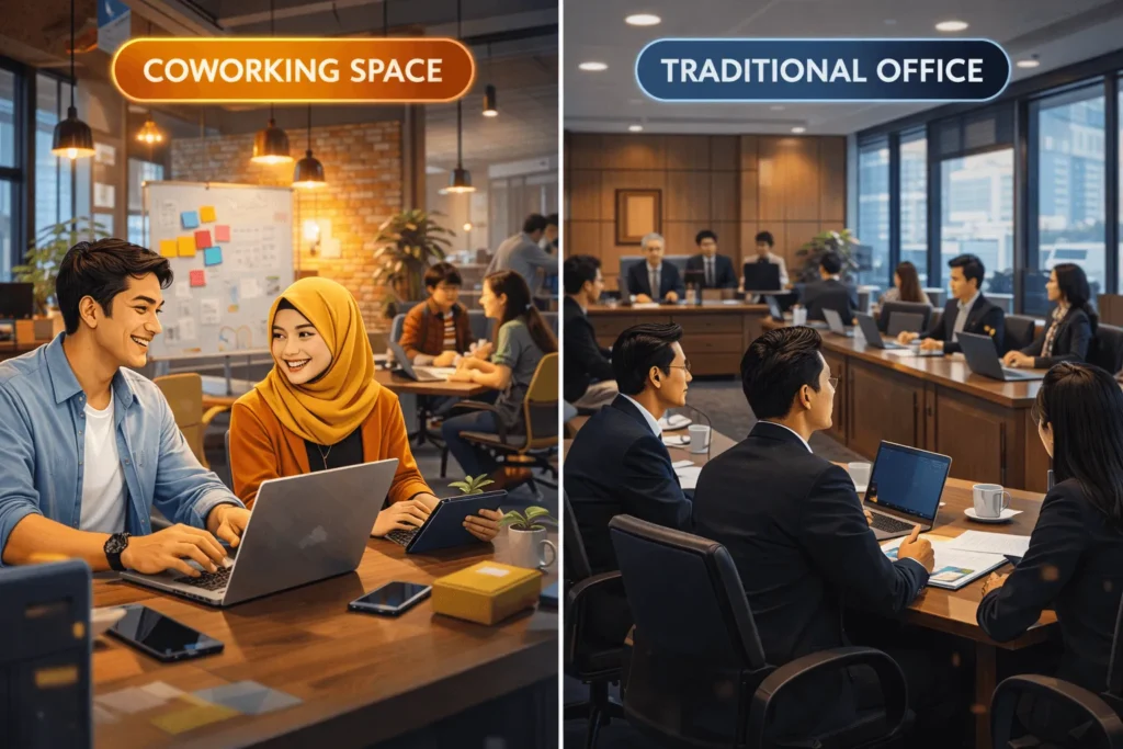 Perbedaan coworking space dan kantor konvensional di Tangerang