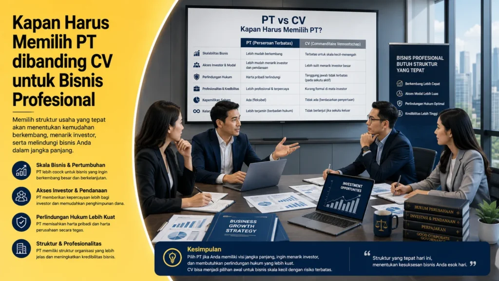 Kapan harus memilih PT dibanding CV untuk bisnis profesional