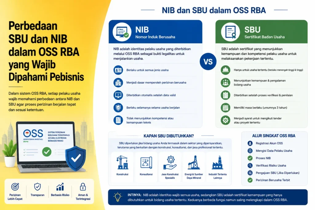 Ilustrasi perbedaan SBU dan NIB dalam OSS RBA