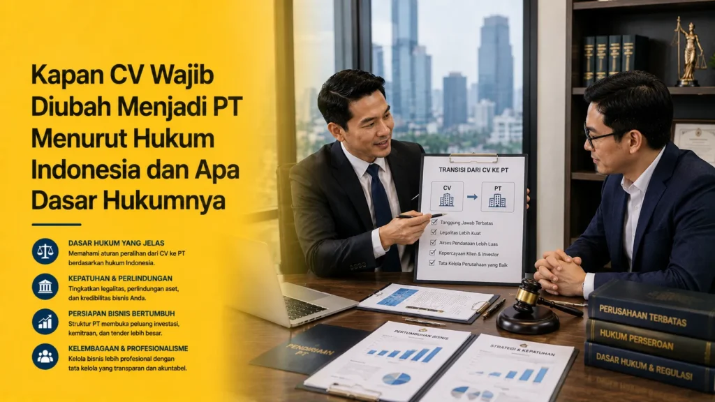 Kapan CV Wajib Diubah Menjadi PT Menurut Hukum Indonesia