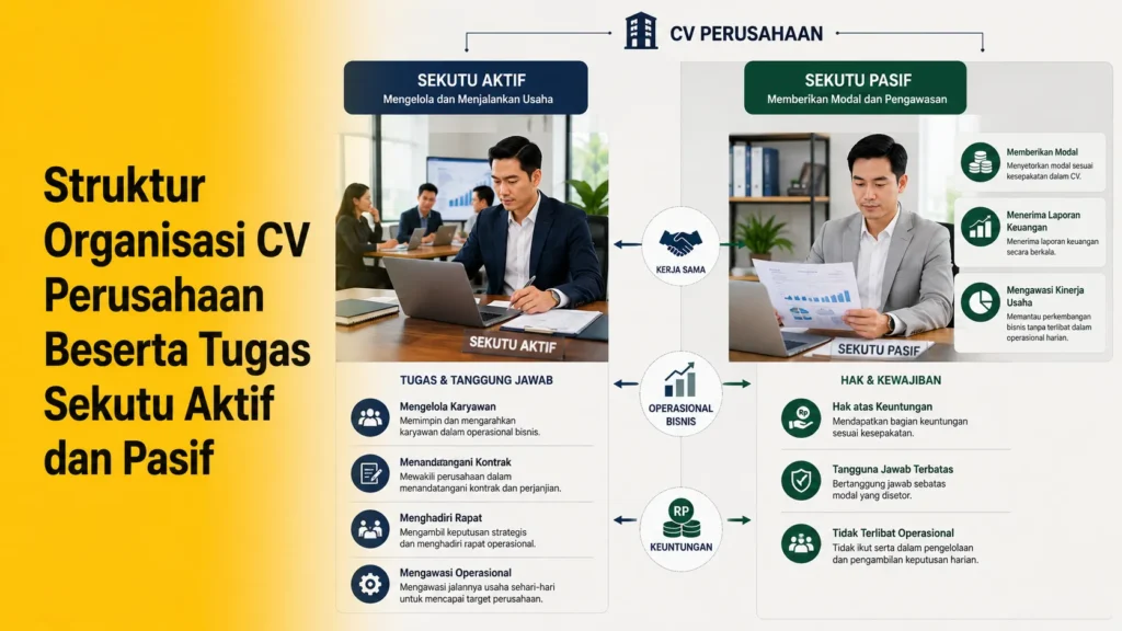 Struktur organisasi CV perusahaan beserta tugas sekutu aktif dan pasif